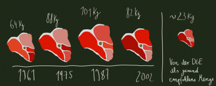 Fleischkonsum zwischen 1961 und 2002